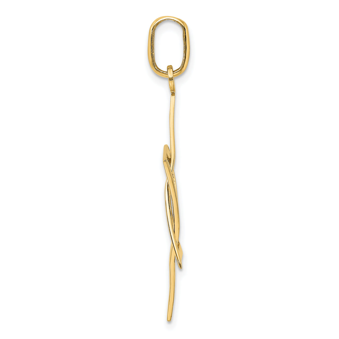 14K W/ Rhodium Elongated Jewish Star Of David Charm