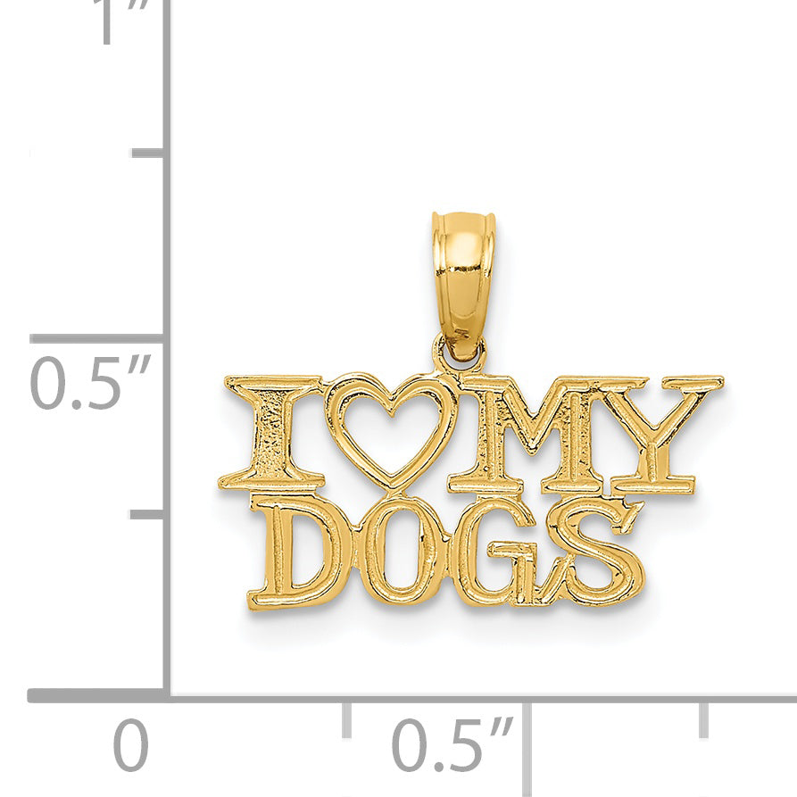 14k I HEART MY DOGS Pendant
