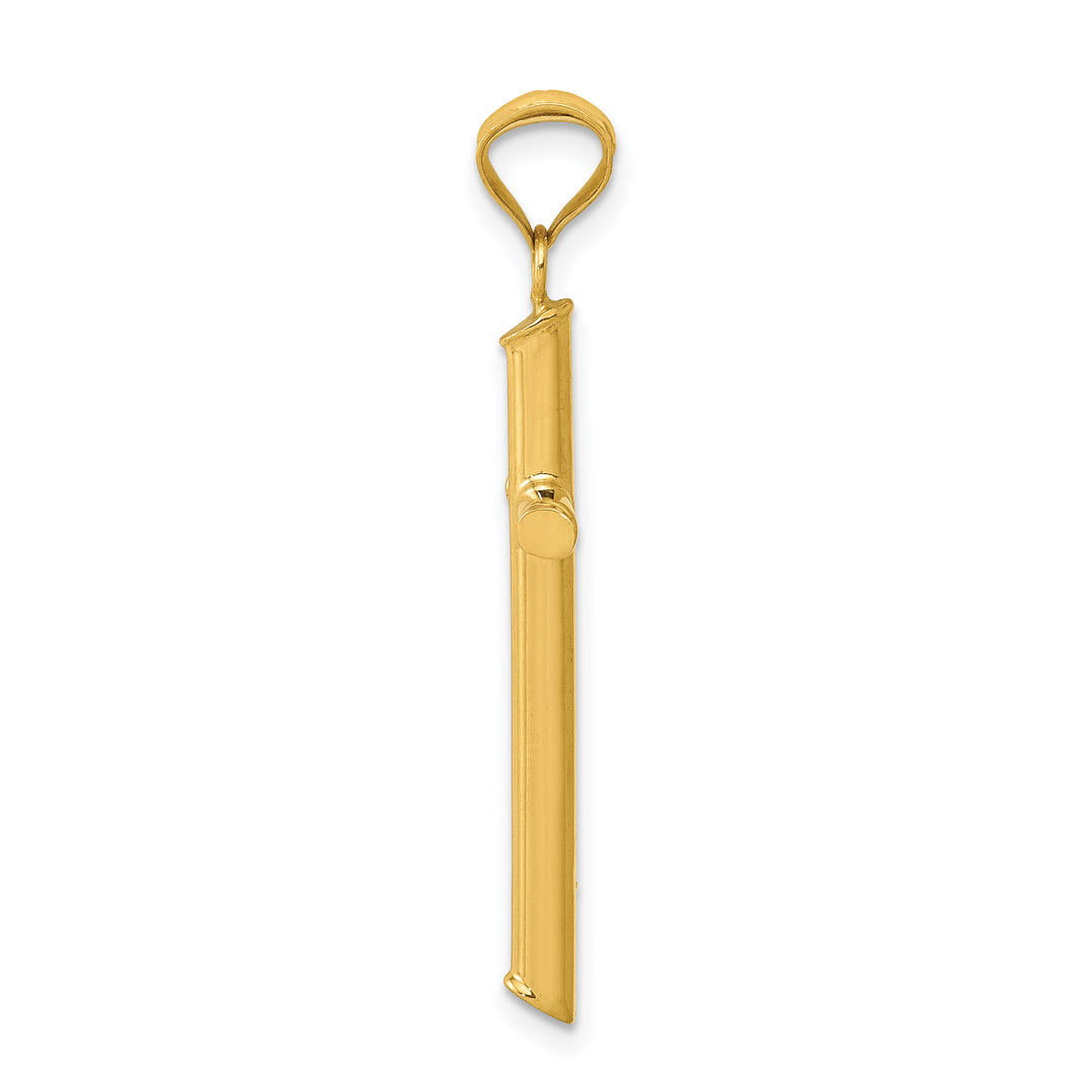 14k 3-D Polished Hollow Cross Pendant