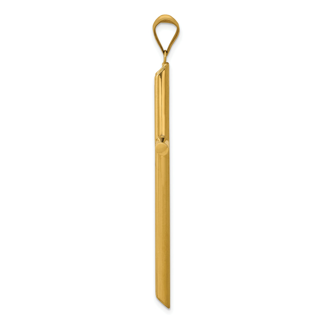 14k 3-D Polished Hollow Cross Pendant