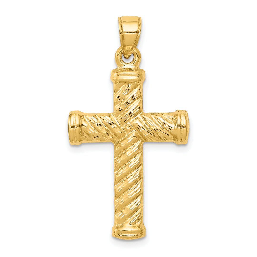14k Reversible Diamond-cut Cross Pendant