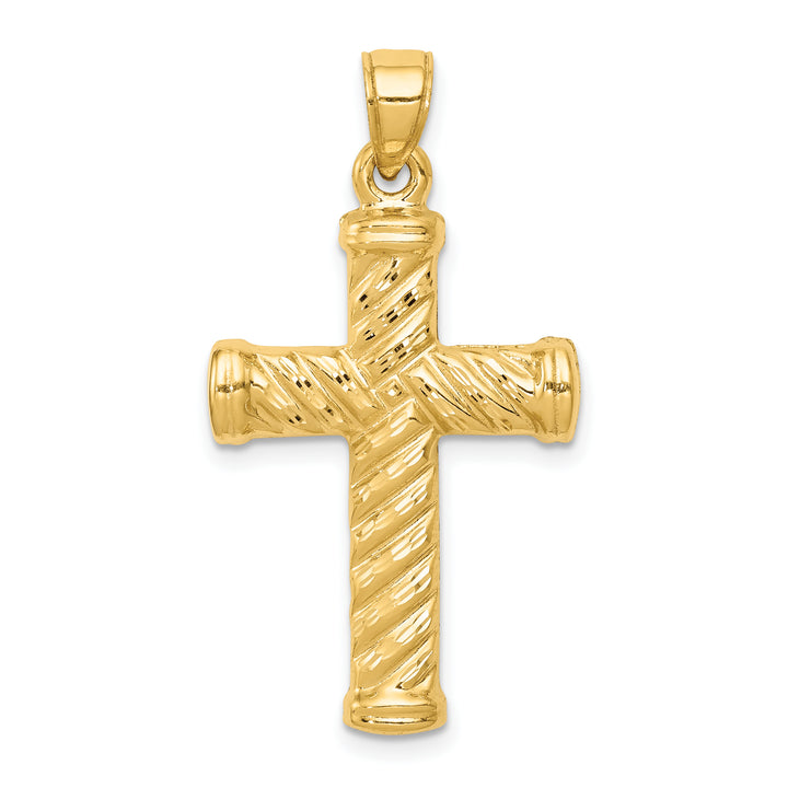 14k Reversible Diamond-cut Cross Pendant