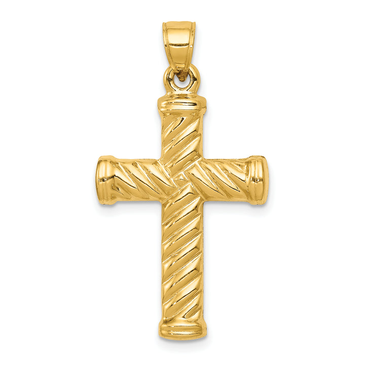 14k Reversible Diamond-cut Cross Pendant