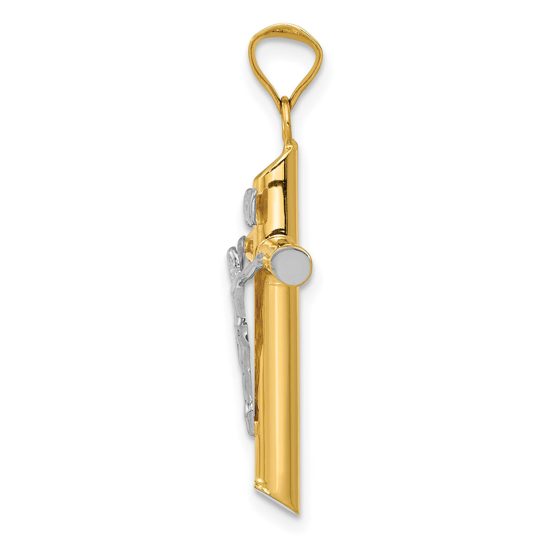 14K Two-Tone w/Rhodium Inri Crucifix Pendant
