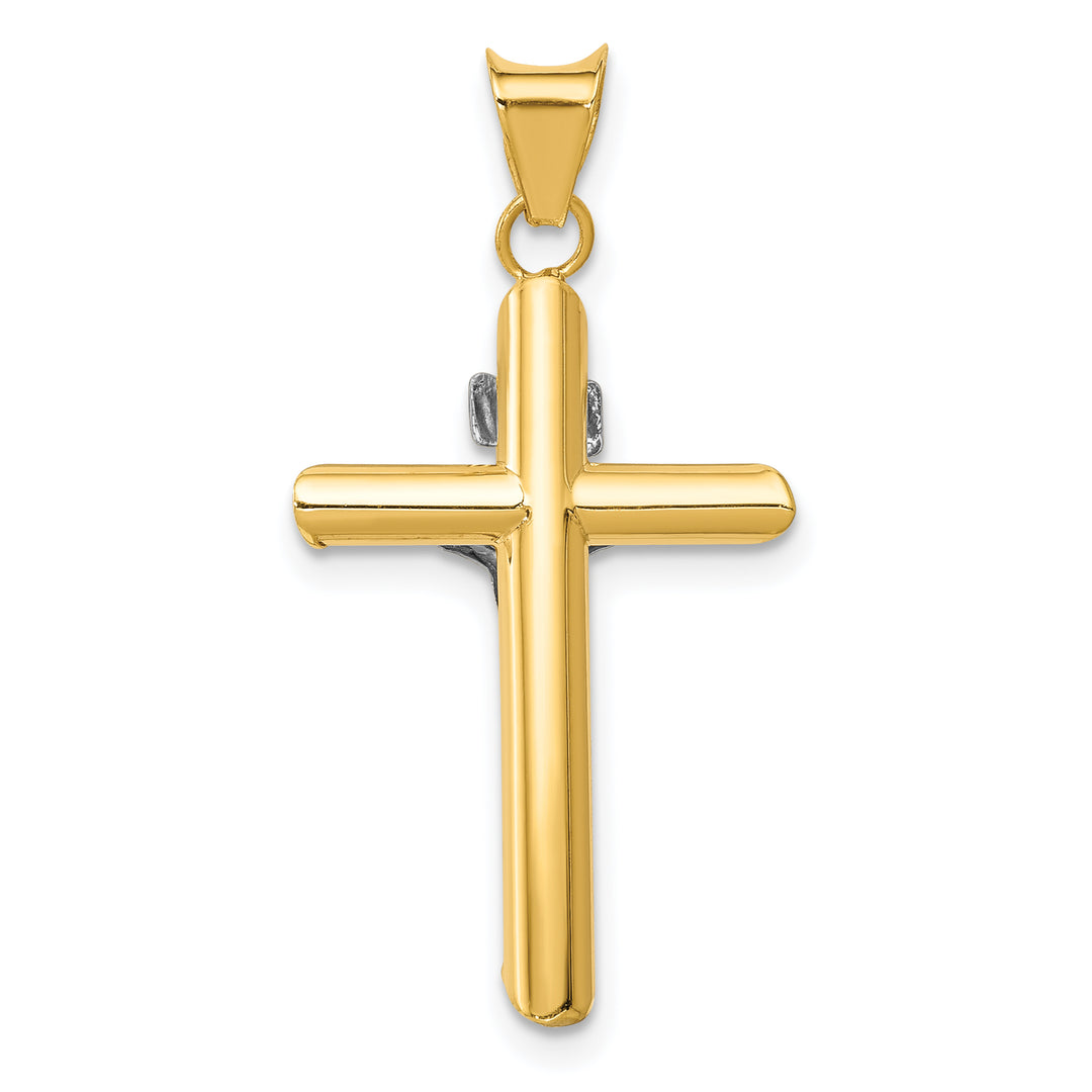 14K Two-Tone w/Rhodium Inri Crucifix Pendant
