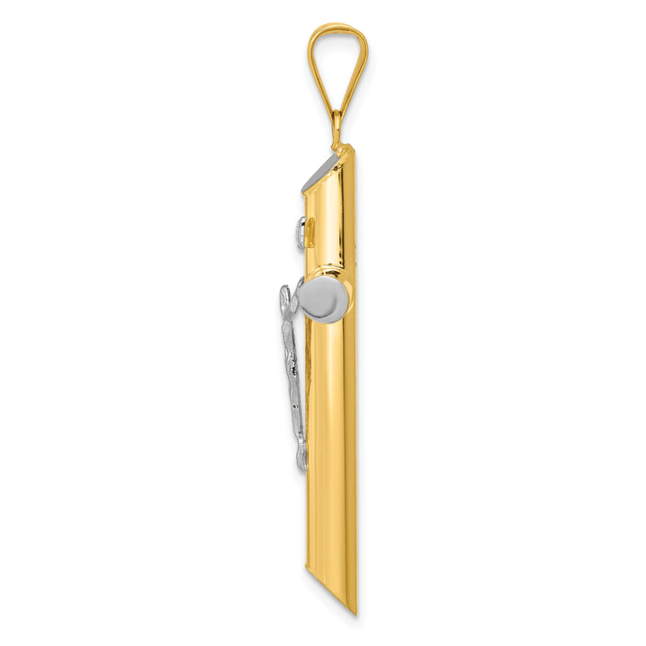14K Two-Tone w/Rhodium Inri Crucifix Pendant