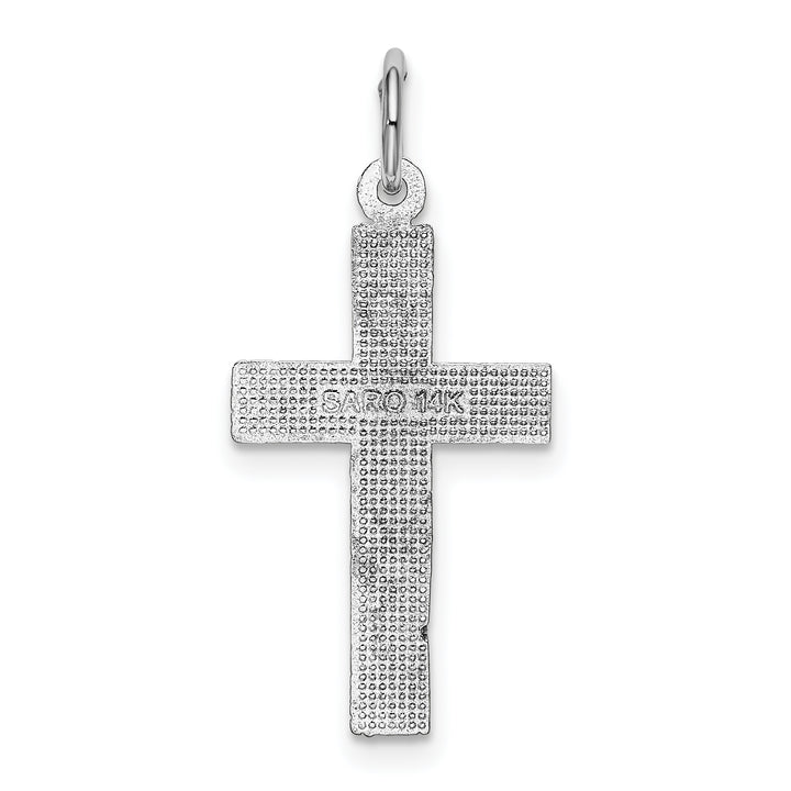 14k White Gold Diamond-cut Cross Pendant