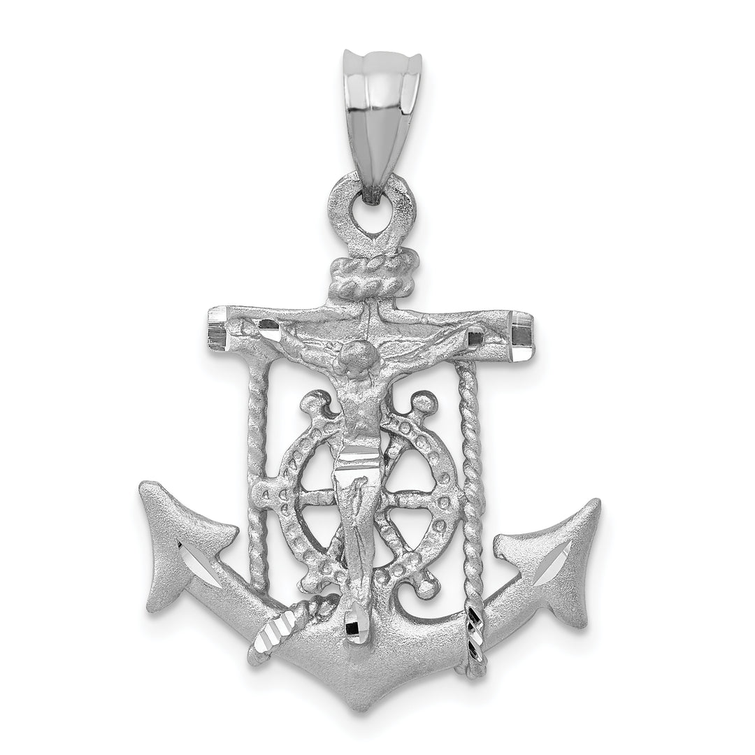 14k White Gold Mariners Crucifix Pendant