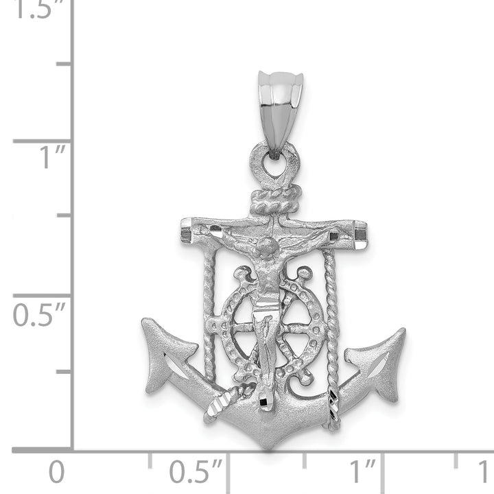 14k White Gold Mariners Crucifix Pendant