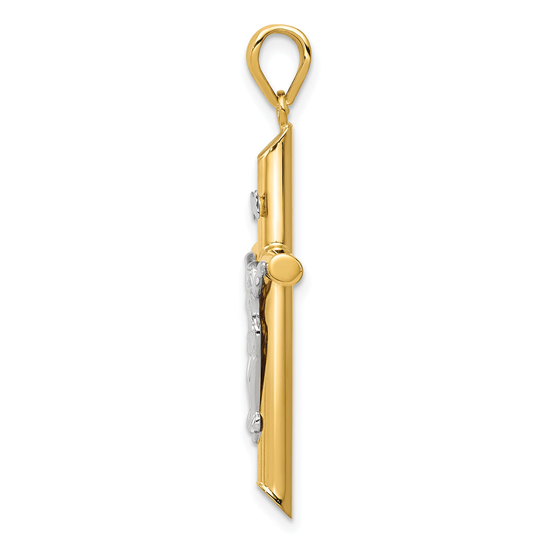 14k Two-tone Hollow Crucifix Pendant