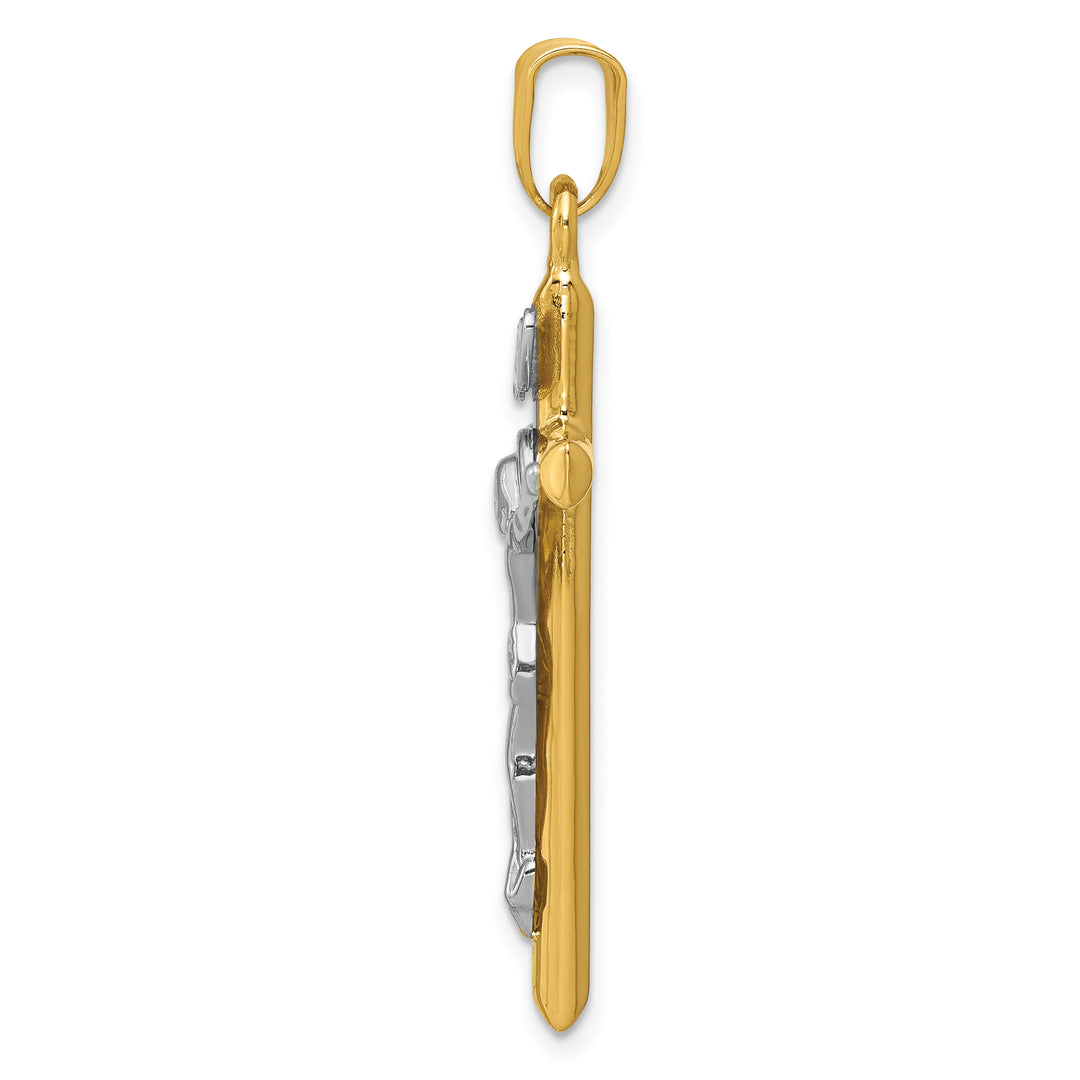 14k Two-tone INRI Crucifix Pendant