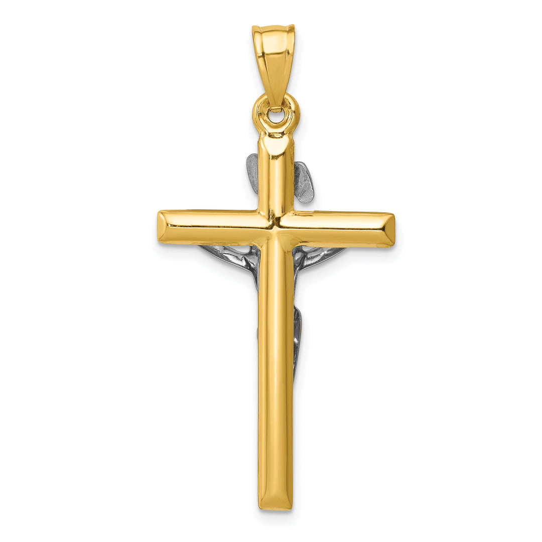 14k Two-tone INRI Crucifix Pendant