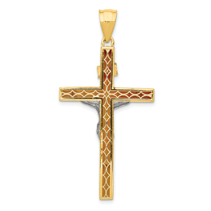 14k Two-tone INRI Hollow Crucifix Pendant