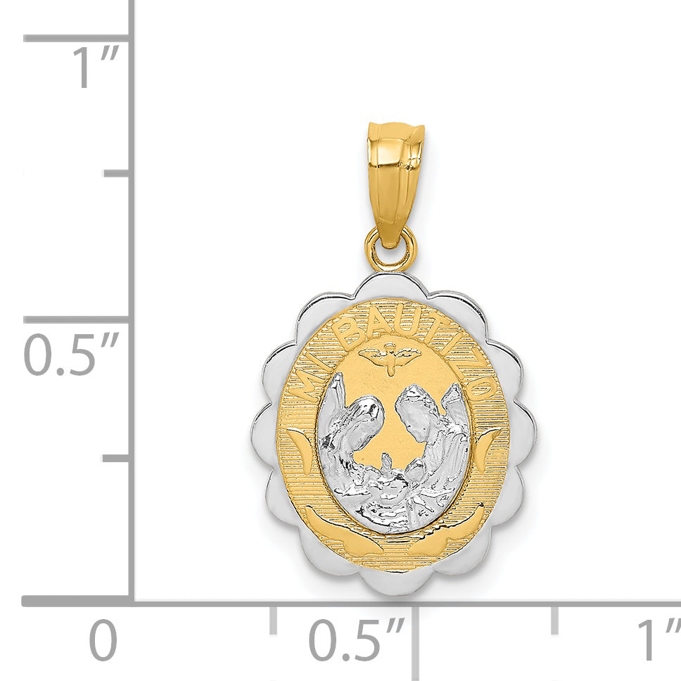 14K Two-tone W/Rhodium Baptism Pendant