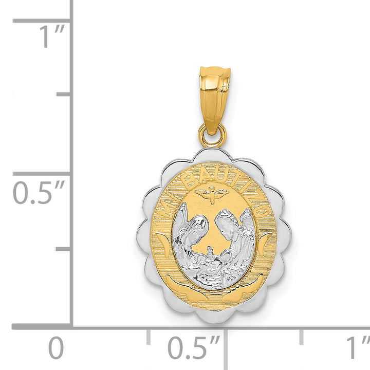 14K Two-tone W/Rhodium Baptism Pendant