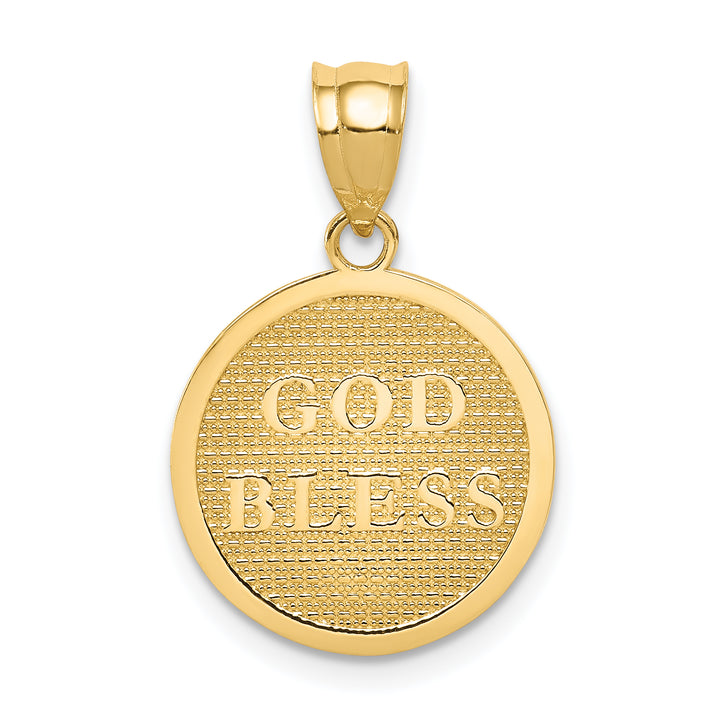 14K Reversible Cross and GOD BLESS Charm