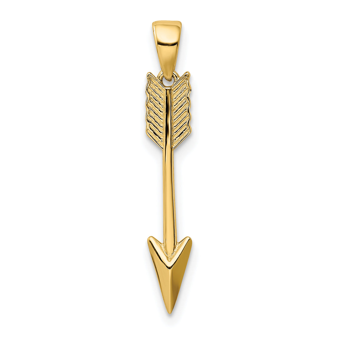 14K Polished 3D Arrow Pendant