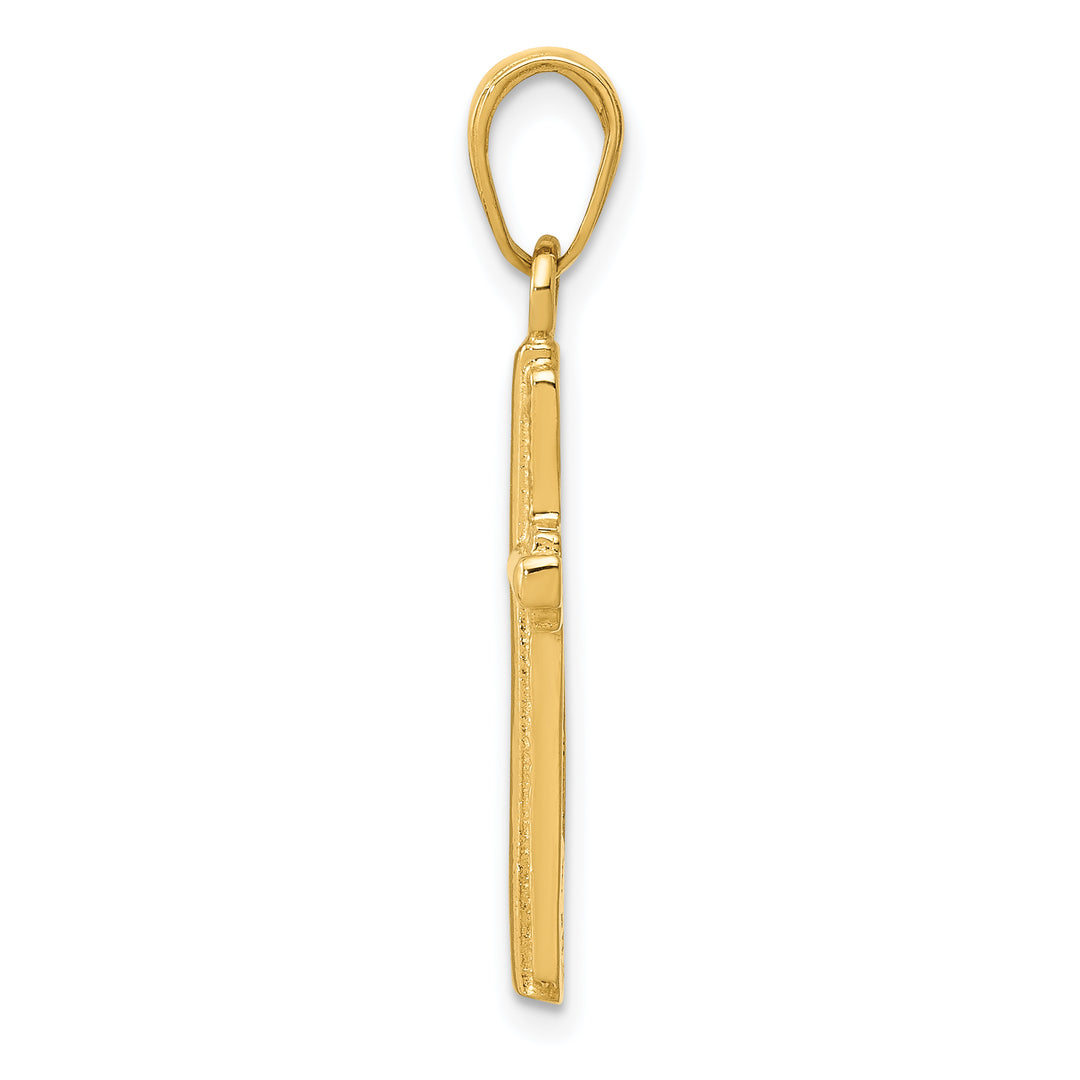 14K Polished Cross With Striped Border Pendant