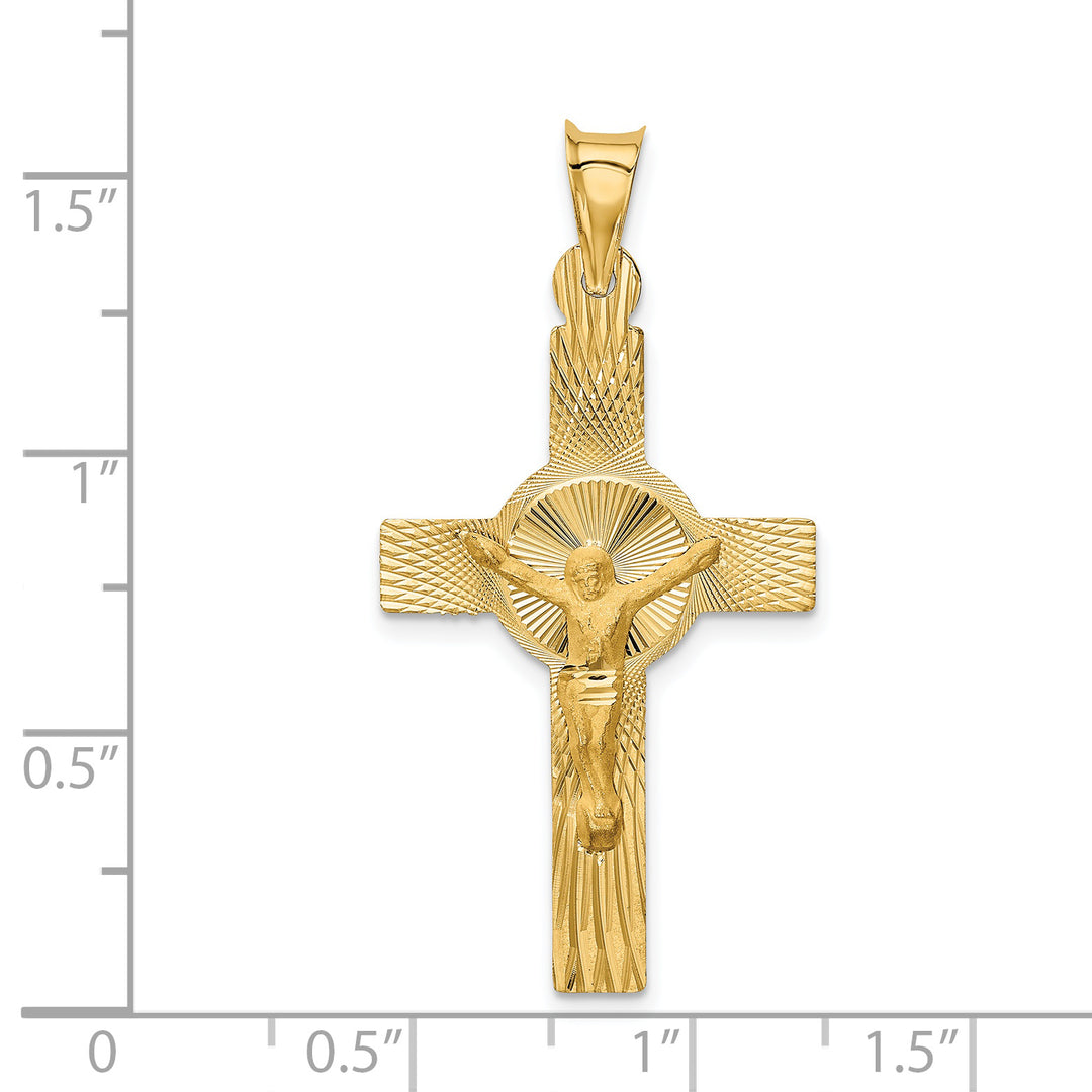 14k Polished Satin and D/C Crucifix Pendant