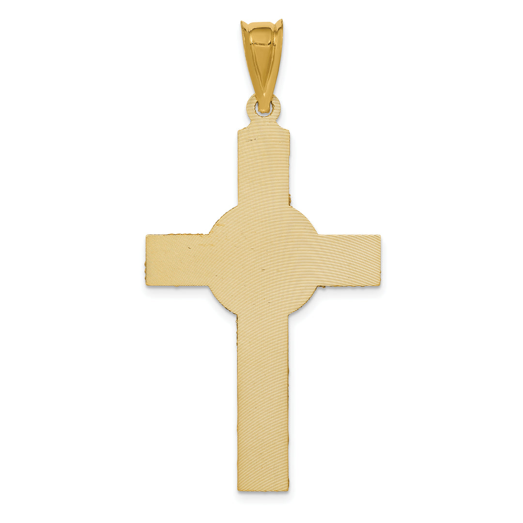14K w/Rose and White Rhodium Iona Crucifix Cross Pendant