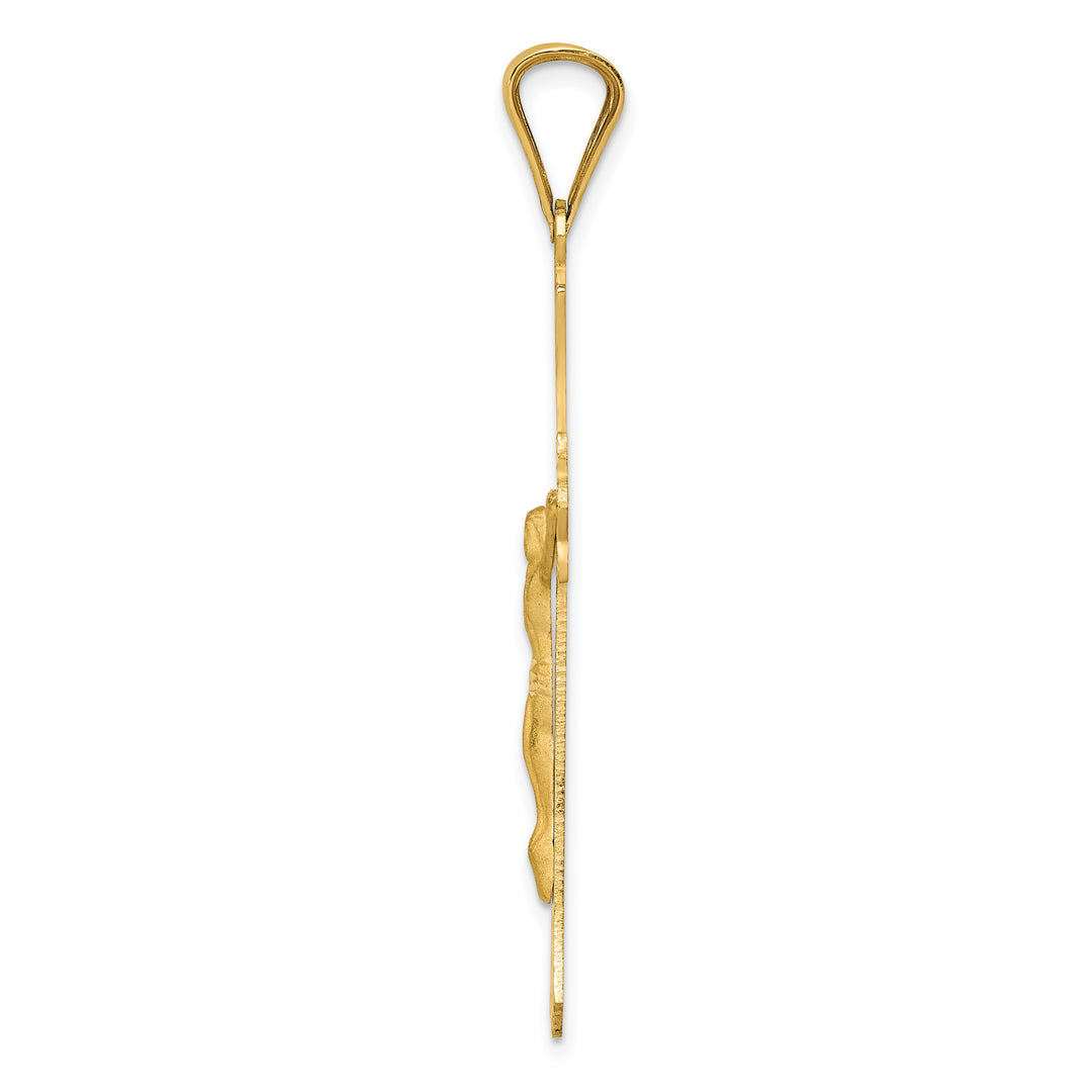 14k Polished Satin and D/C Crucifix Pendant