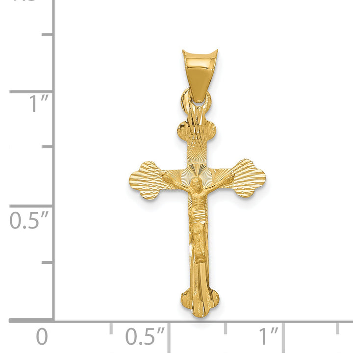 14k Polished Satin and D/C Crucifix Pendant