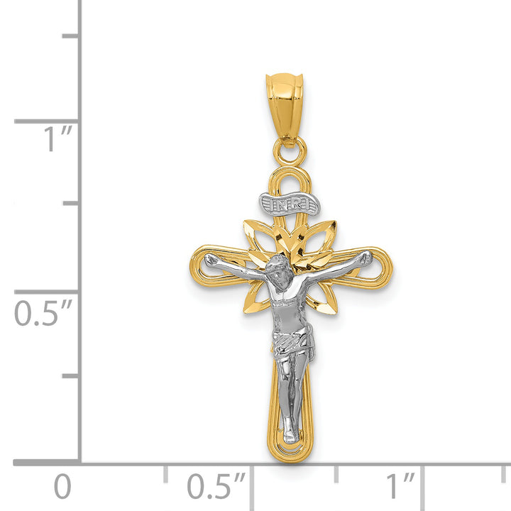 14K Two-tone W/Rhodium Small Passion Crucifix Pendant