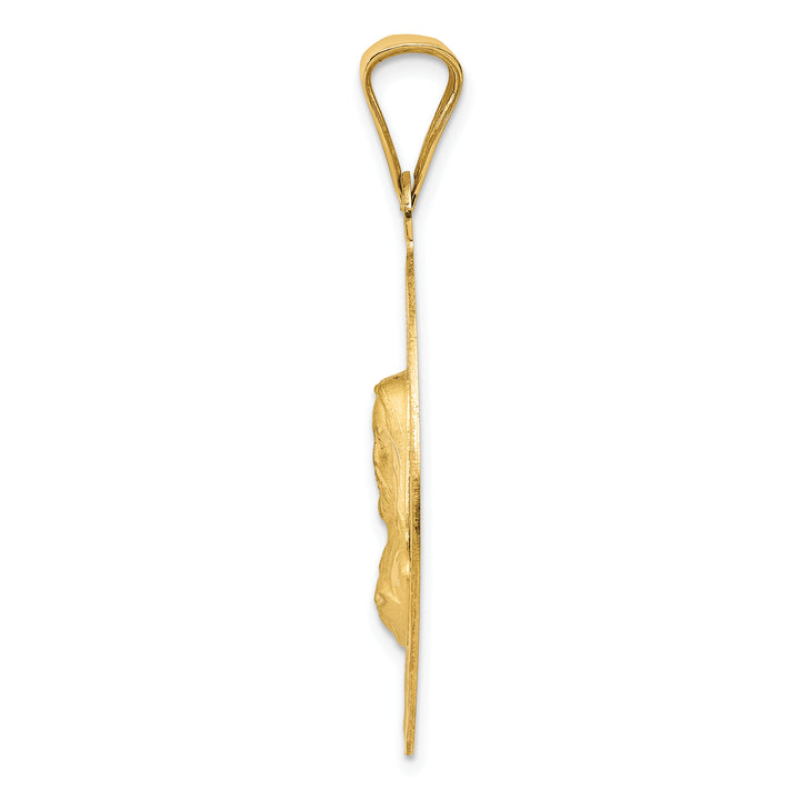 14K w/Rose and White Rhodium D/C Sagrado Corazon Oval Pendant