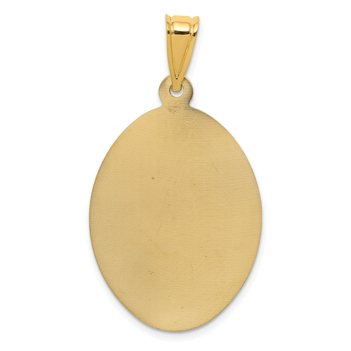 14K w/Rose and White Rhodium D/C Sagrado Corazon Oval Pendant