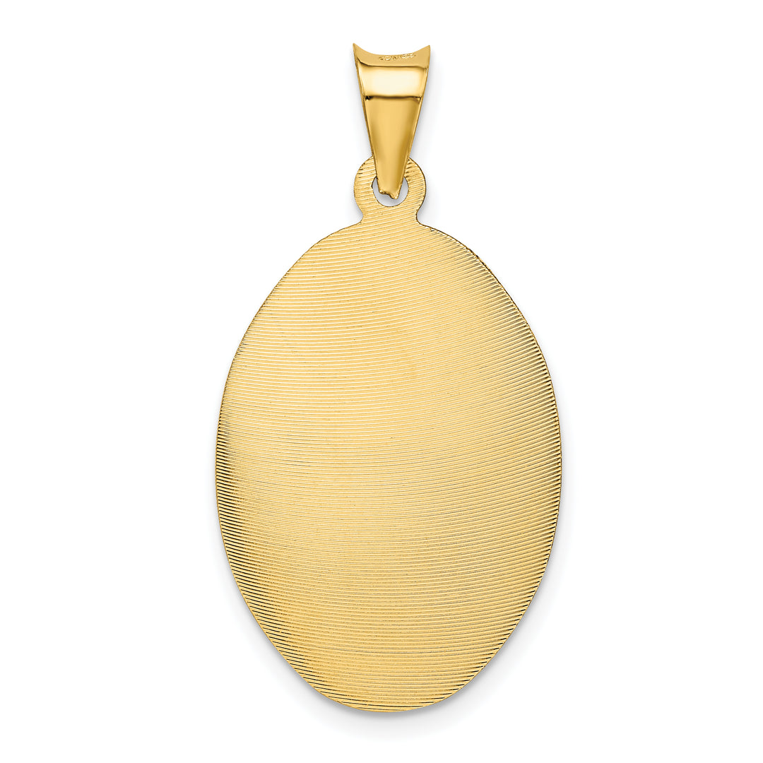 14K Polished D/C Sagrado Corazon Oval Pendant