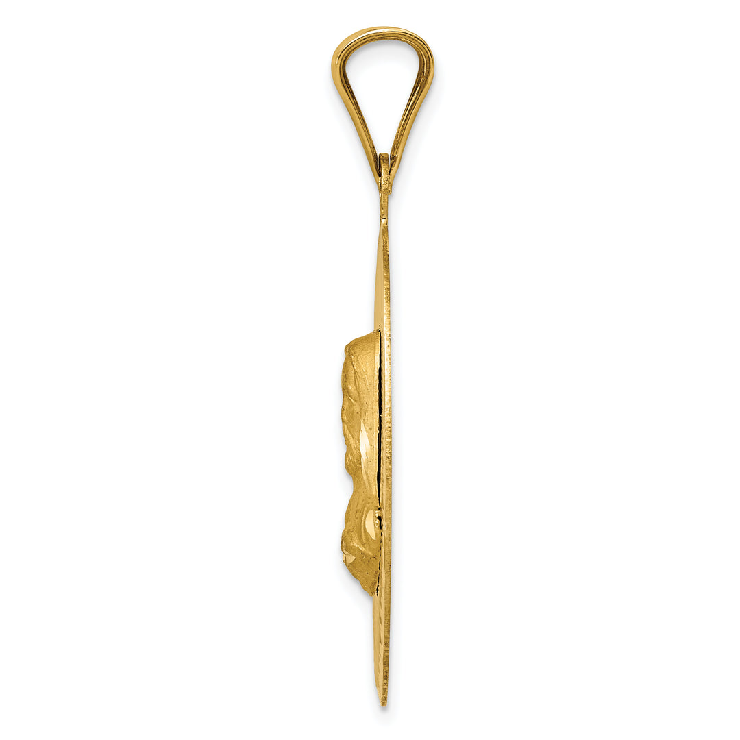 14K Polished D/C Sagrado Corazon Oval Pendant
