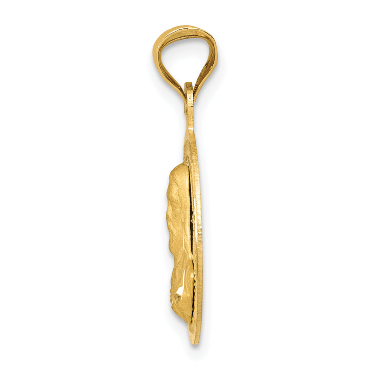 14K Polished D/C Sagrado Corazon Circle Pendant