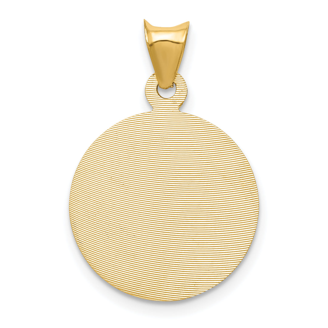 14K Polished D/C Sagrado Corazon Circle Pendant