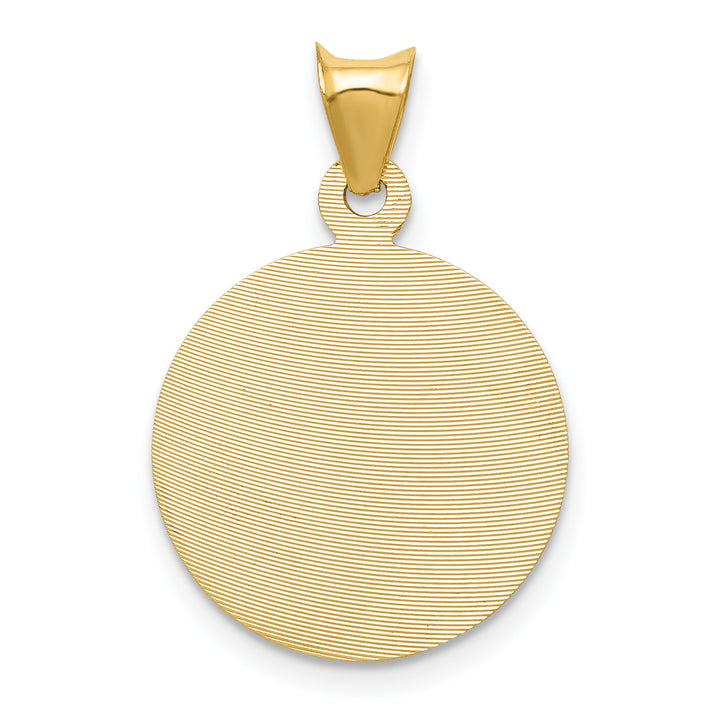14K Polished D/C Sagrado Corazon Circle Pendant