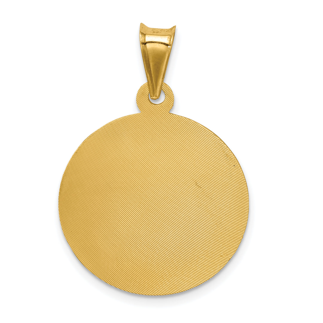 14K Polished D/C Sagrado Corazon Circle Pendant