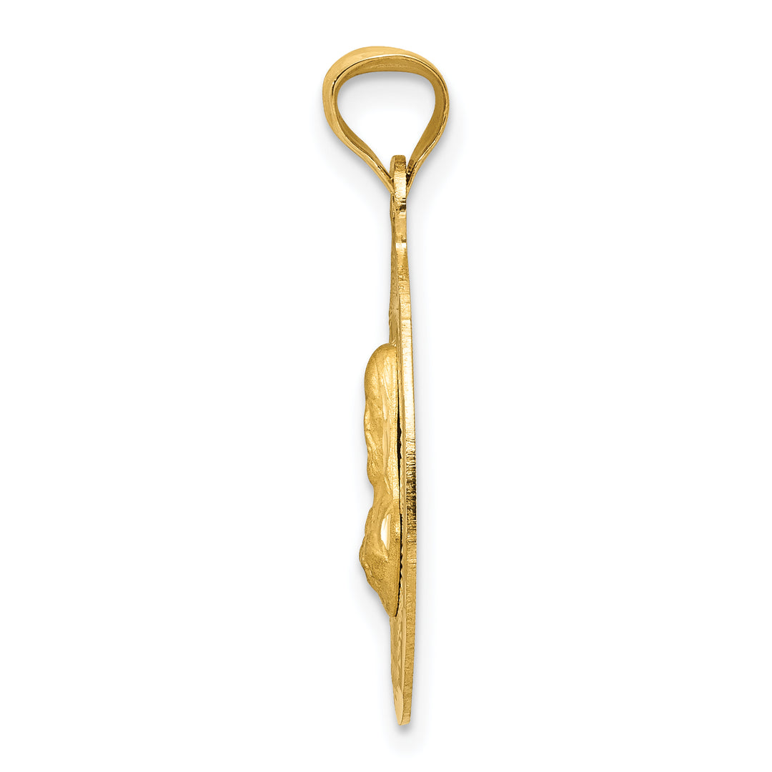 14K Polished D/C Sagrado Corazon Oval Pendant