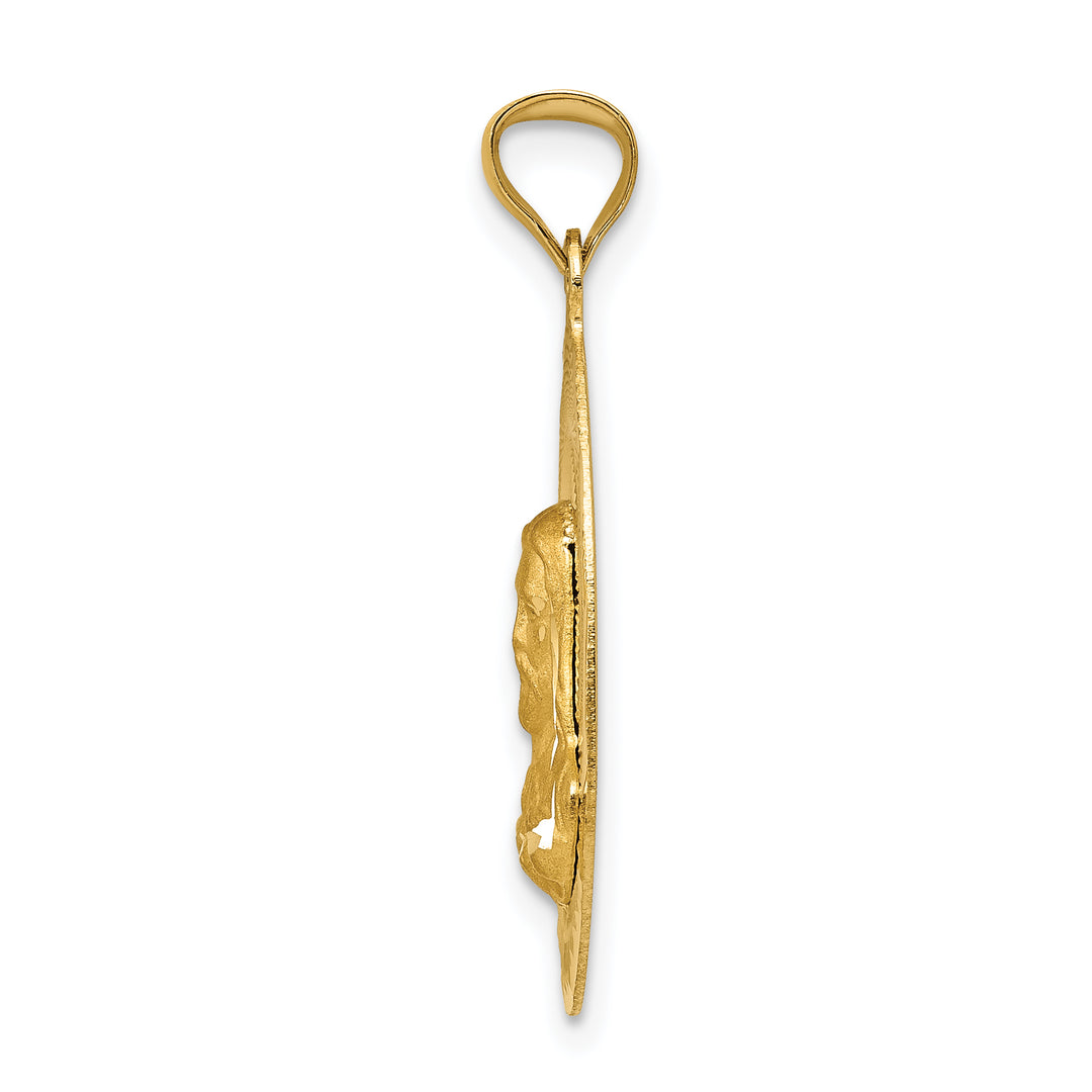 14K Polished D/C Sagrado Corazon Oval Pendant