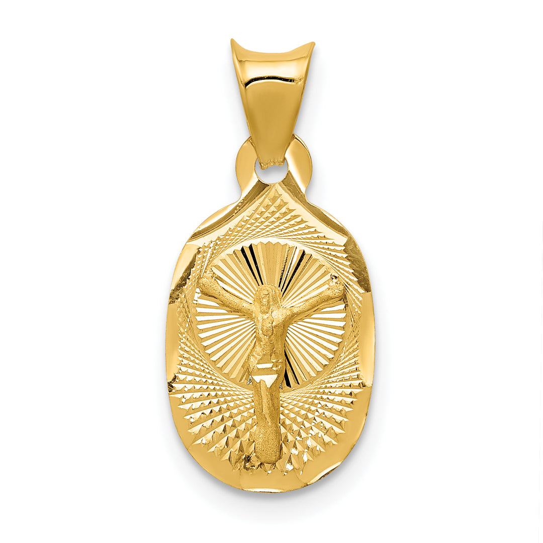 14K Polished D/C Corpus Oval Pendant