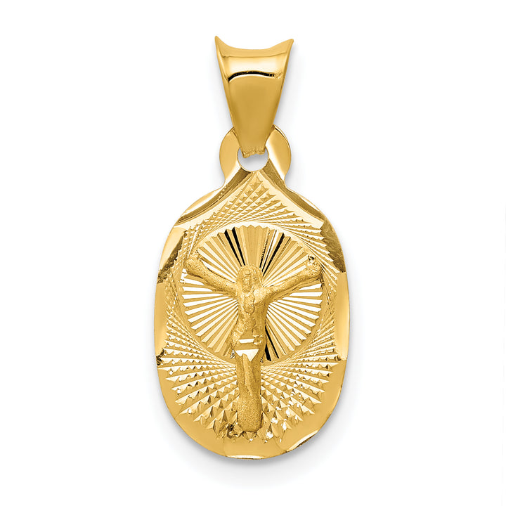 14K Polished D/C Corpus Oval Pendant