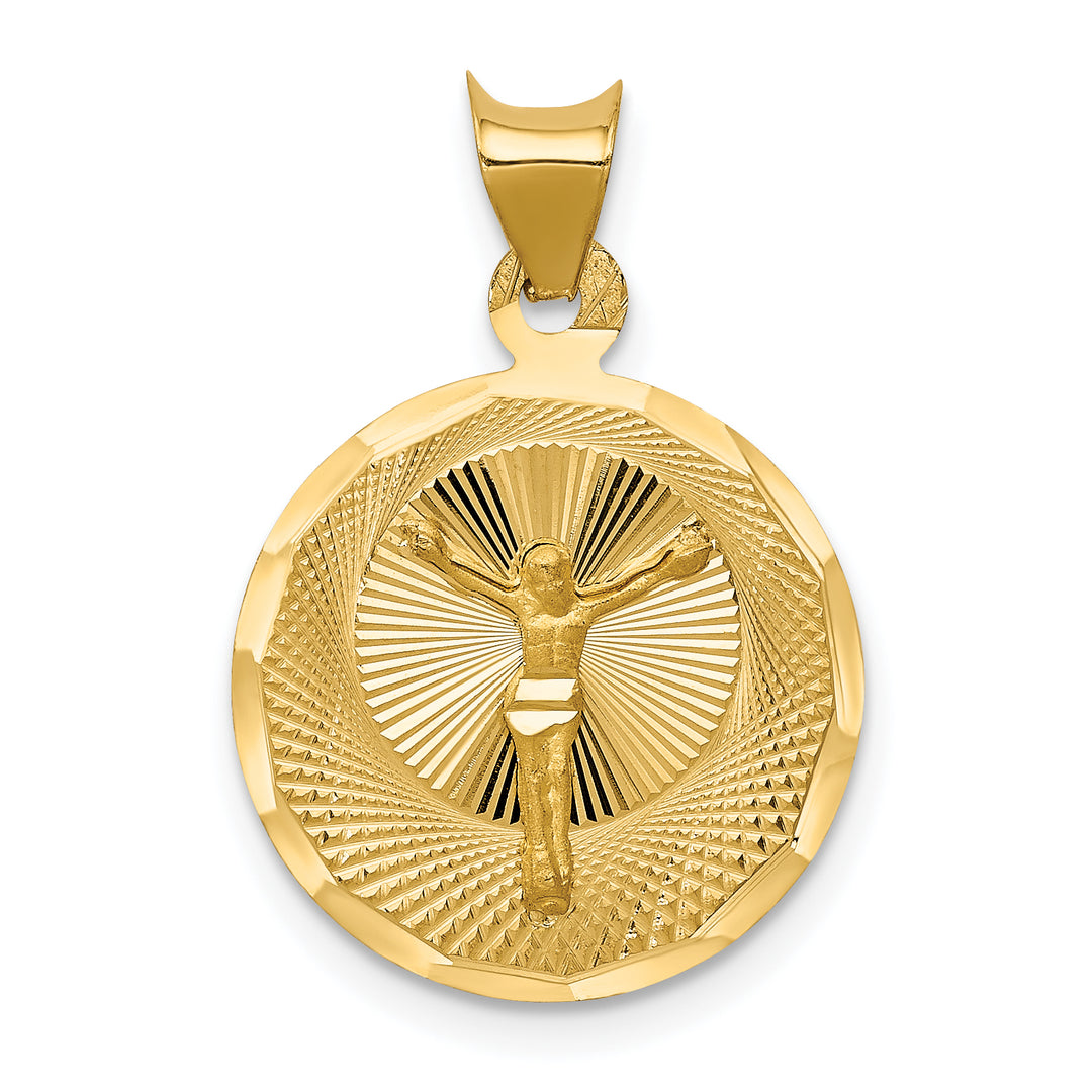 14K Polished D/C Corpus Circle Pendant