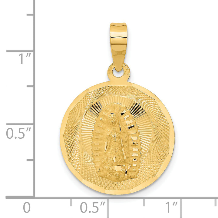 14K Polished D/C Lady Of Guadalupe Circle Pendant