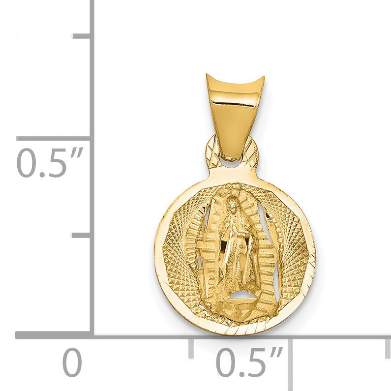 14K Polished D/C Lady Of Guadalupe Circle Pendant