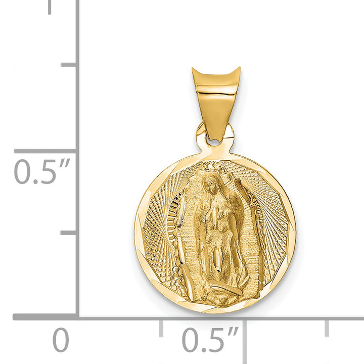 14K Polished D/C Lady Of Guadalupe Circle Pendant