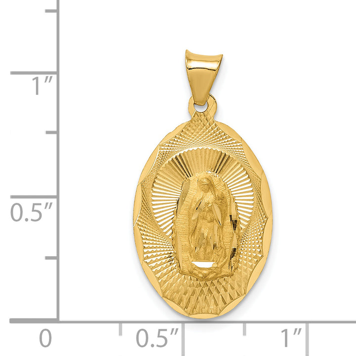 14K Polished D/C  Lady Of Guadalupe Oval Pendant