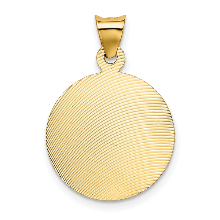 14K w/Rhodium Polished D/C Lady Of Guadalupe Circle Pendant
