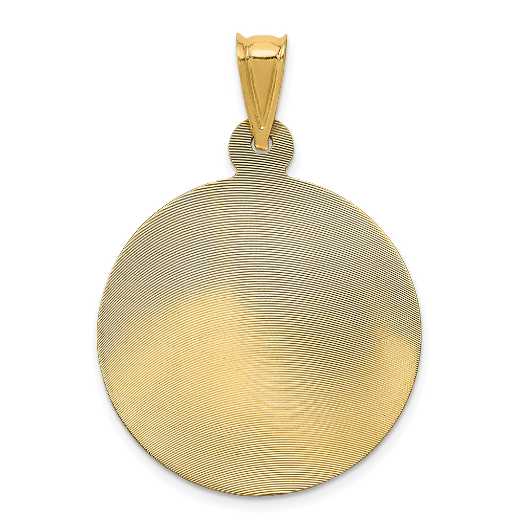 14K w/Rhodium Polished D/C Lady Of Guadalupe Circle Pendant