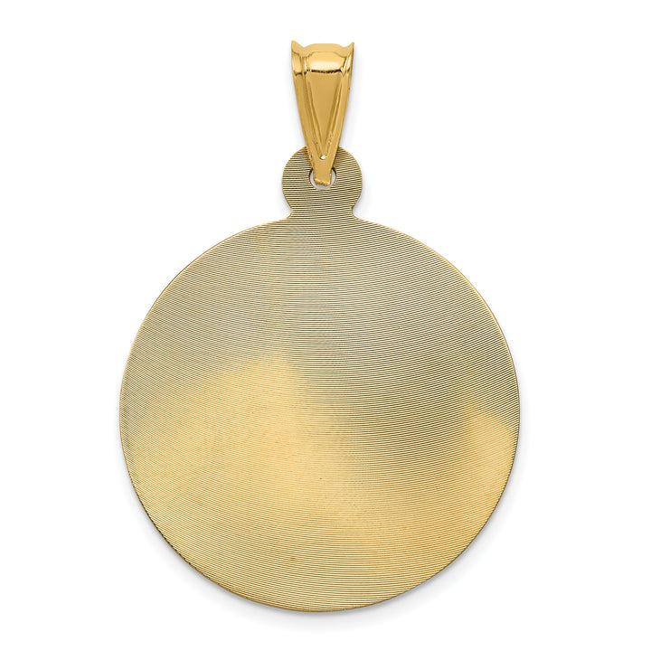 14K w/Rhodium Polished D/C Lady Of Guadalupe Circle Pendant
