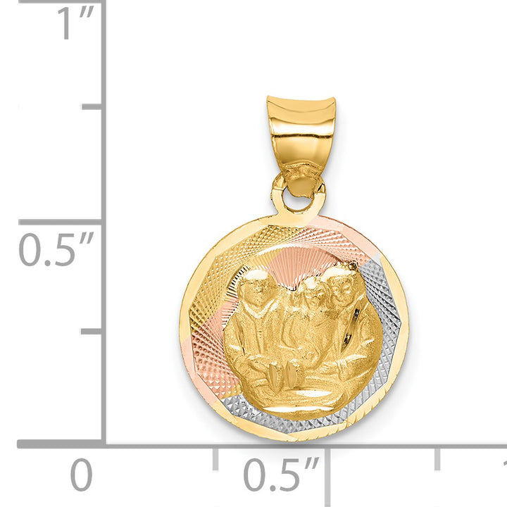 14K w/Rose and White Rhodium D/C  Baptism Pendant