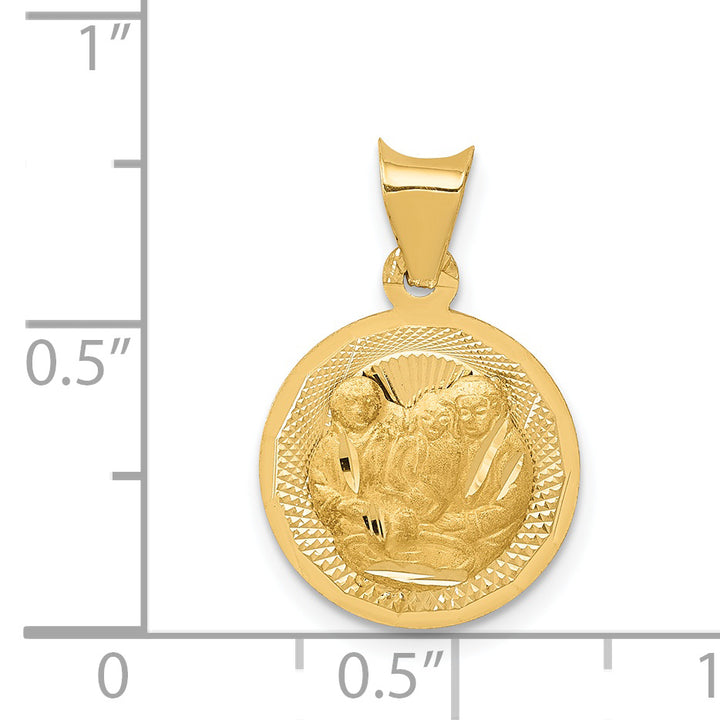 14k Polished and D/C Baptism Circle Pendant