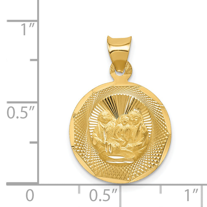14k Polished and D/C Baptism Circle Pendant